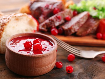 Venison  steak with red currant